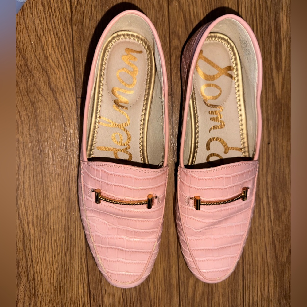 Sam Edelman pink croc embossed Loraine loafers